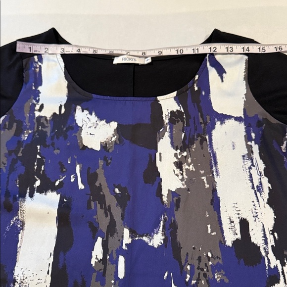 Ricki's Blouse, Abstract Blue and Black, Women's Top Size M - Picture 6 of 9